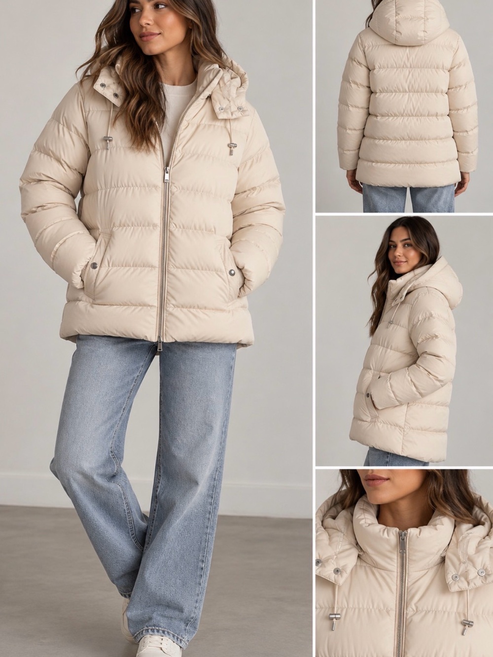 Ralph Lauren Neutral Beige Hooded Puffer Jacket